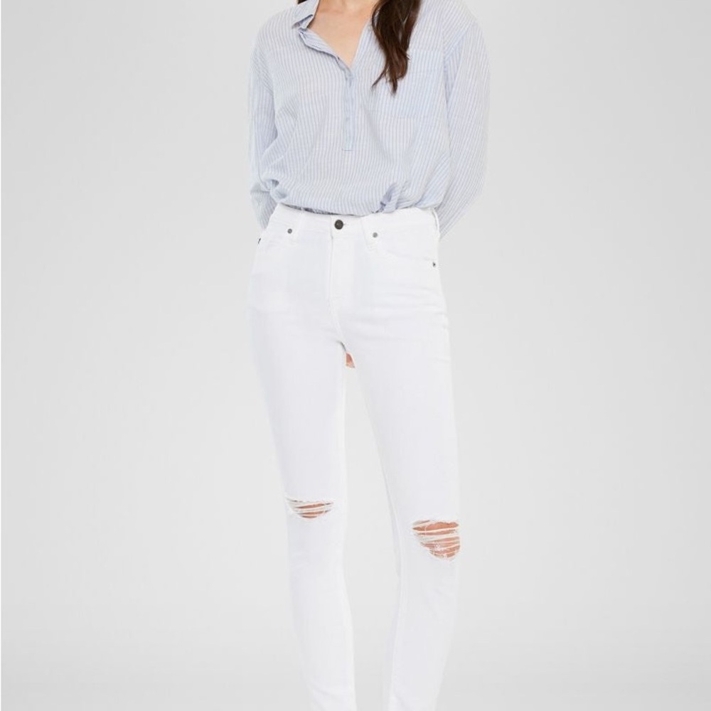 NWT KanCan White Avery High Rise Distressed Super‎ Skinny Denim Jeans